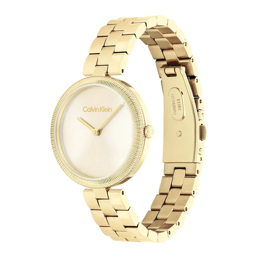 CALVIN KLEIN Montre Gleam Doré cadran doré fond doré bracelet acier doré Clearance