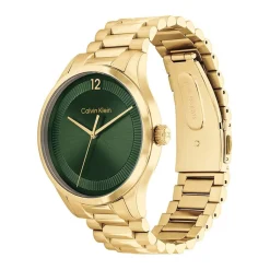 CALVIN KLEIN Montre Iconic Vert cadran doré fond vert bracelet acier doré Hot