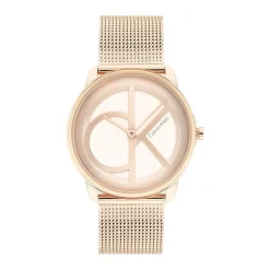 CALVIN KLEIN Montre Iconic Mesh Rose cadran doré rose fond rose bracelet acier rose Best