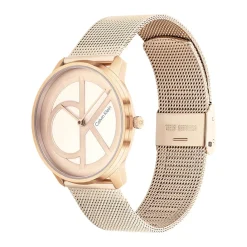 CALVIN KLEIN Montre Iconic Mesh Rose cadran doré rose fond rose bracelet acier rose Best