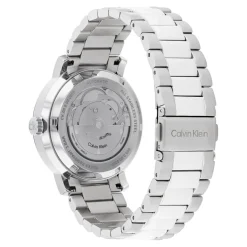 CALVIN KLEIN Montre Iconic Automatic Marron cadran argenté fond marron bracelet acier argenté Clearance