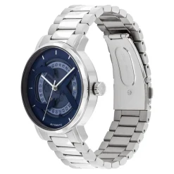 CALVIN KLEIN Montre Iconic Automatic Bleu cadran argenté fond bleu bracelet acier argenté Best