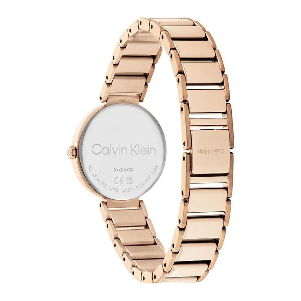 CALVIN KLEIN Montre Minimalistic T Bar Argent cadran doré rose fond argenté bracelet acier doré rose Discount
