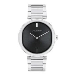CALVIN KLEIN Montre Sensation Noir cadran argenté fond noir bracelet acier argenté Best