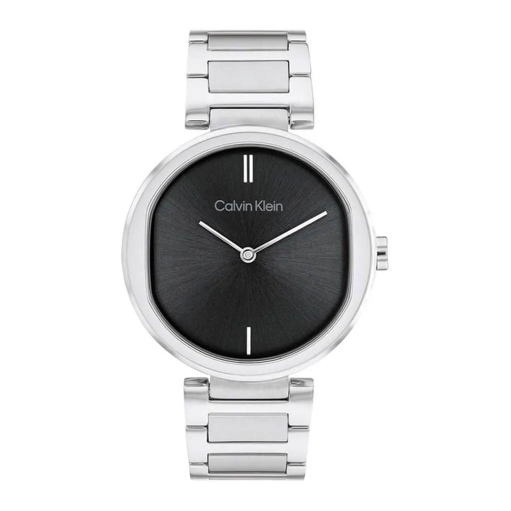 CALVIN KLEIN Montre Sensation Noir cadran argenté fond noir bracelet acier argenté Best