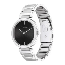 CALVIN KLEIN Montre Sensation Noir cadran argenté fond noir bracelet acier argenté Best