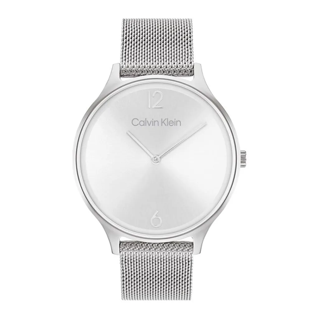 CALVIN KLEIN Montre Timeless 2h Argent cadran argenté fond argenté bracelet acier argenté Hot