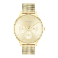 CALVIN KLEIN Montre Timeless Multi Champagne cadran doré fond champagne bracelet acier doré Sale