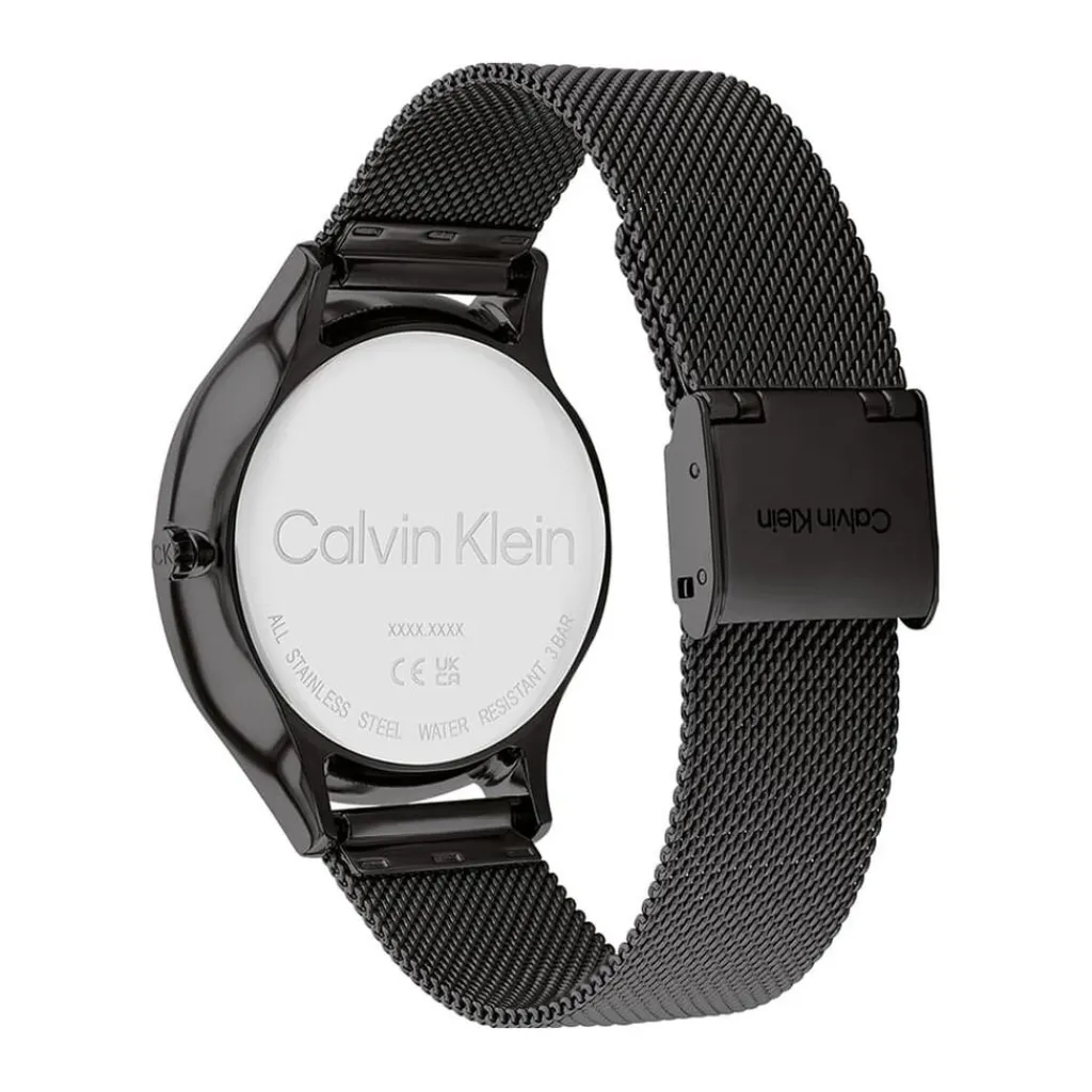CALVIN KLEIN Montre Timeless Multi Noir cadran noir fond noir bracelet acier noir Outlet