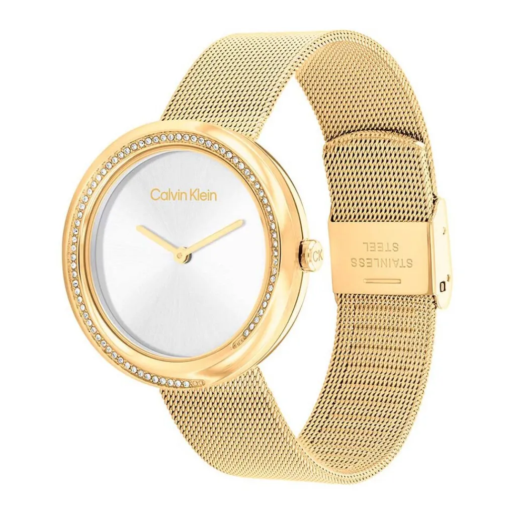 CALVIN KLEIN Montre Twist Argenté cadran doré fond argenté bracelet acier doré Discount