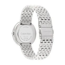 CALVIN KLEIN Montre Twisted Bezel Gris cadran argenté fond gris bracelet acier argenté Sale