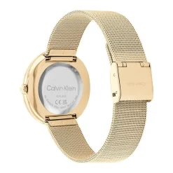 CALVIN KLEIN Montre Twisted Bezel Noir cadran doré fond noir bracelet acier doré Clearance