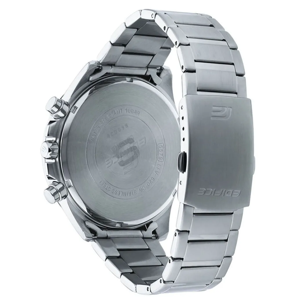 CASIO EDIFICE Montre Casio Bleu cadran argenté fond bleu bracelet acier argenté