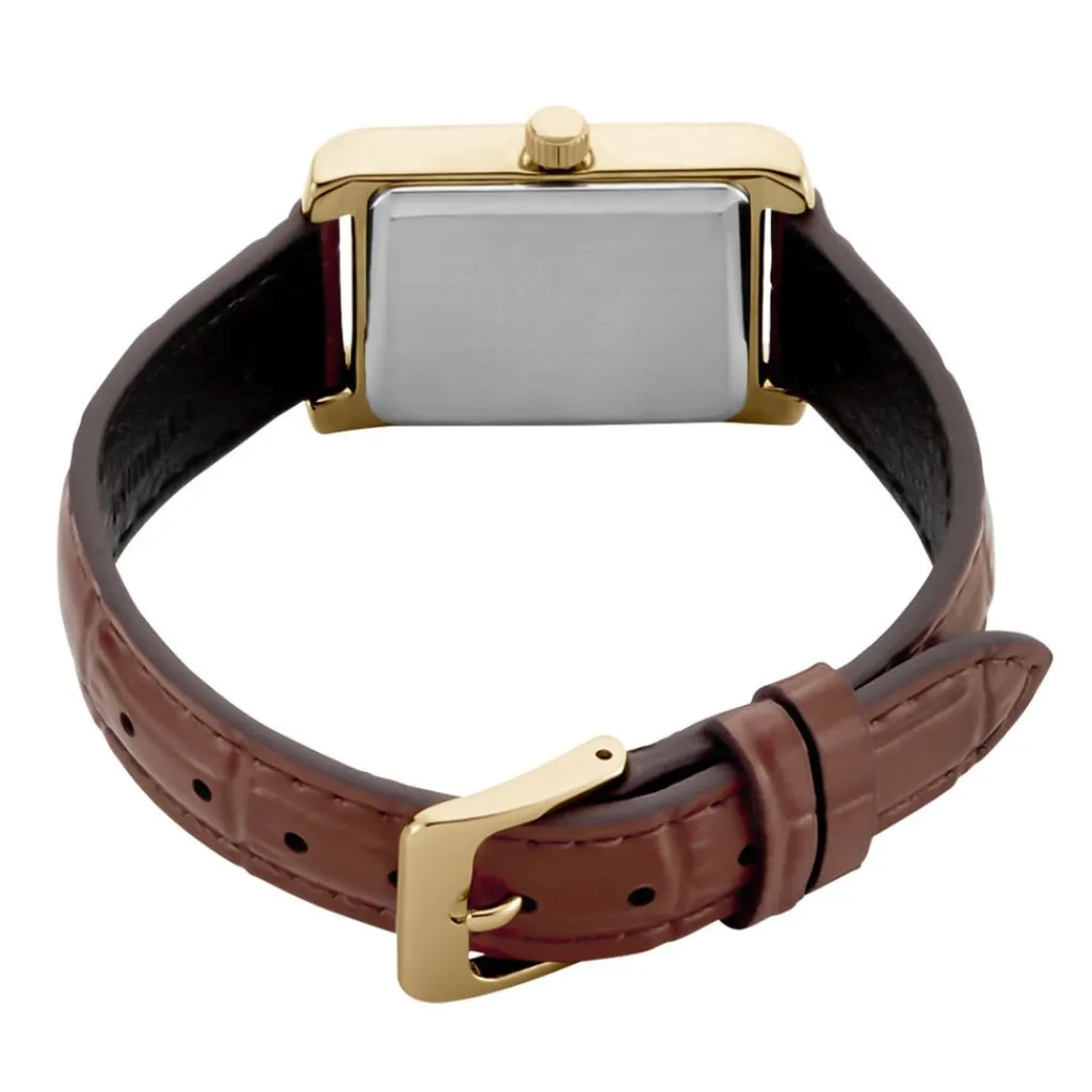 CASIO COLLECTION Montre Argente cadran dore fond argenté bracelet cuir marron Hot