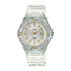 CASIO COLLECTION Montre Argenté cadran argenté fond argenté bracelet résine blanc Clearance