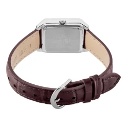 CASIO COLLECTION Montre Blanc cadran argenté fond blanc bracelet cuir de vache marron New