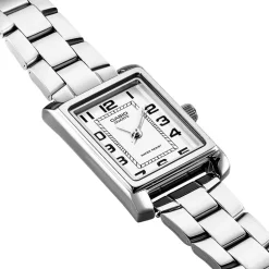 CASIO COLLECTION Montre Blanc cadran gris fond blanc bracelet acier argenté