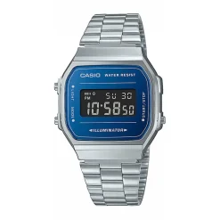 CASIO COLLECTION Montre Bleu cadran gris bracelet acier argenté Sale