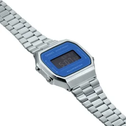 CASIO COLLECTION Montre Bleu cadran gris bracelet acier argenté Sale