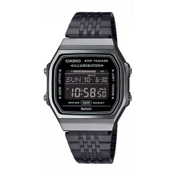 CASIO COLLECTION Montre Casio Vintage Collection cadran gris bracelet acier noir
