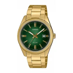 CASIO COLLECTION Montre Casio Timeless Collection Vert cadran doré fond vert bracelet acier doré