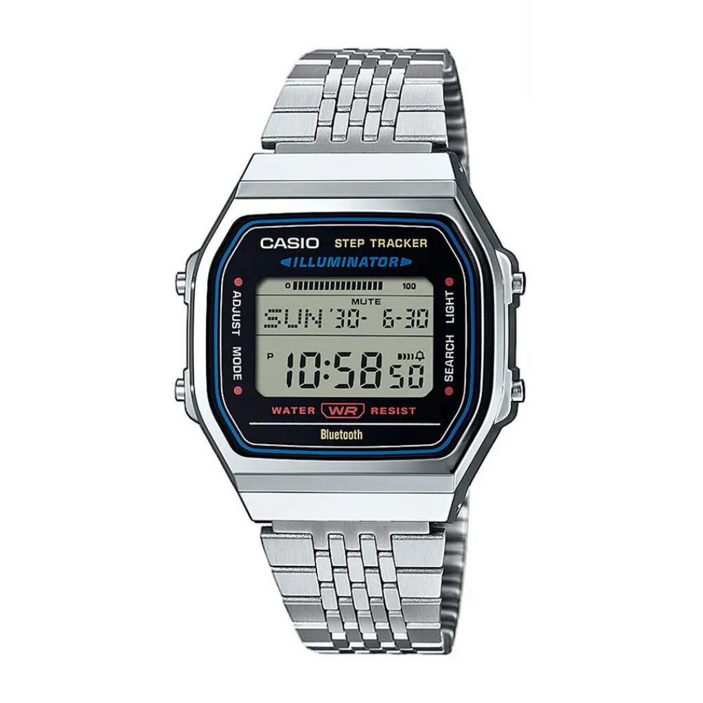 CASIO COLLECTION Montre Casio Vintage Collection cadran argenté bracelet acier argenté Outlet