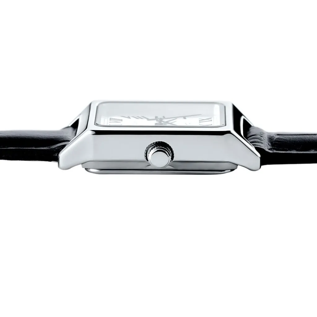 CASIO COLLECTION Montre Gris cadran argenté fond gris bracelet cuir de vache noir New