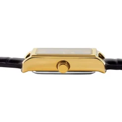 CASIO COLLECTION Montre Gris cadran doré fond gris bracelet cuir noir Discount