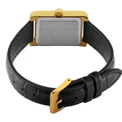 CASIO COLLECTION Montre Gris cadran doré fond gris bracelet cuir noir Discount