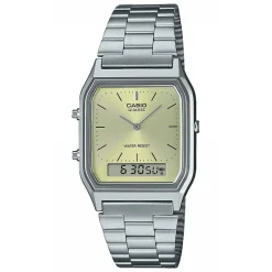 CASIO COLLECTION Montre Jaune cadran argenté fond jaune bracelet acier argenté Best