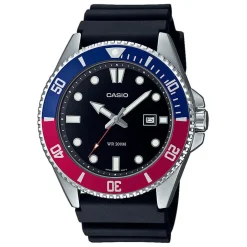 CASIO COLLECTION Montre Noir cadran argenté fond noir bracelet résine noir Online