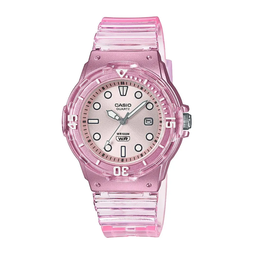 CASIO COLLECTION Montre Rose cadran rose fond rose bracelet résine rose Sale