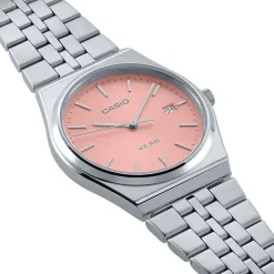 CASIO COLLECTION Montre Rose cadran gris fond rose bracelet acier argenté Discount