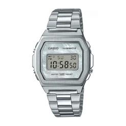 CASIO COLLECTION Montre Vintage Iconic Gris cadran argenté bracelet acier argenté Discount