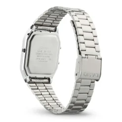 CASIO COLLECTION Montre Vintage Blanc cadran argenté fond blanc bracelet acier argenté Sale