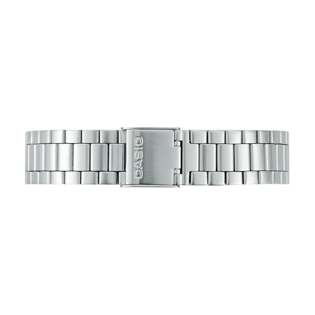 CASIO COLLECTION Montre Vintage Blanc cadran argenté fond blanc bracelet acier argenté Sale