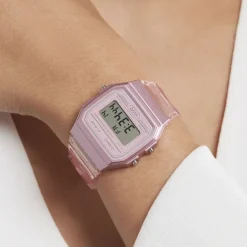 CASIO COLLECTION Montre Vintage Edgy Rose cadran rose bracelet résine rose Hot