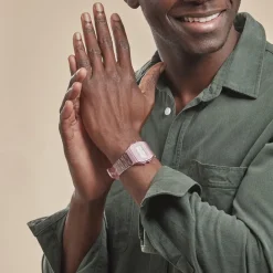 CASIO COLLECTION Montre Vintage Edgy Rose cadran rose bracelet résine rose Hot