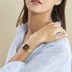 CASIO COLLECTION Montre Vintage Champagne cadran doré fond champagne bracelet acier doré Online