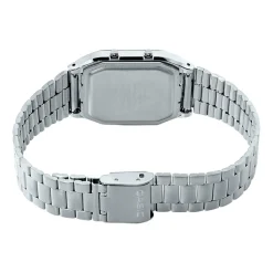 CASIO COLLECTION Montre Vintage Bleu cadran argenté fond bleu bracelet acier argenté Sale