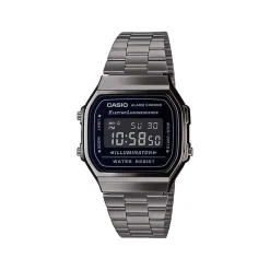 CASIO COLLECTION Montre Vintage Noir cadran gris bracelet acier gris Clearance