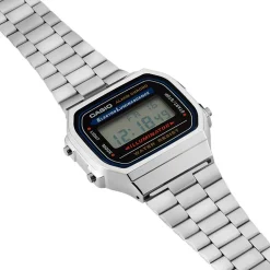 CASIO COLLECTION Montre Vintage 2 Tons cadran argenté fond noir bracelet acier argenté Best