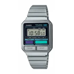 CASIO COLLECTION Montre Vintage cadran argenté bracelet acier blanc