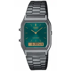 CASIO COLLECTION Montre Vert cadran gris fond vert bracelet acier gris Hot