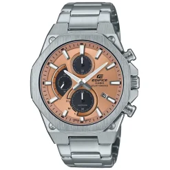 CASIO EDIFICE Montre Corail cadran argenté fond corail bracelet acier argenté Sale