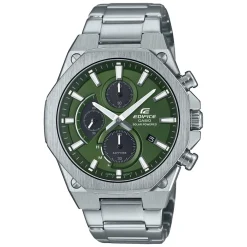 CASIO EDIFICE Montre Vert cadran argenté fond vert bracelet acier argenté Discount