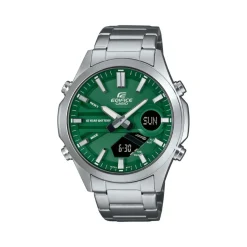 CASIO EDIFICE Montre Vert cadran argenté fond vert bracelet acier argenté Hot