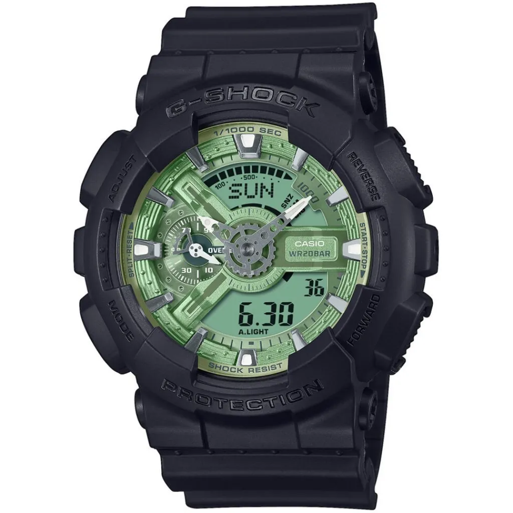 CASIO G-SHOCK Montre Classic Vert cadran noir fond vert bracelet résine noir Discount