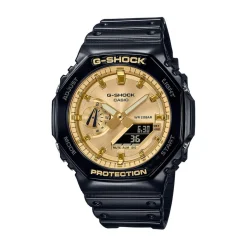 CASIO G-SHOCK Montre Doré cadran noir fond doré bracelet résine noir Outlet