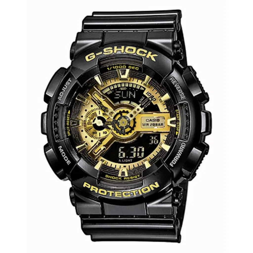 CASIO G-SHOCK Montre Gold Noir cadran noir fond noir bracelet résine noire Clearance
